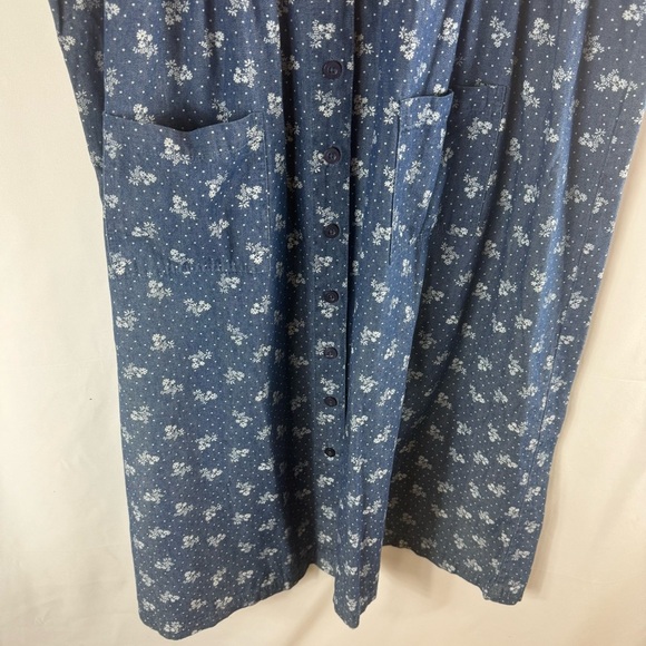 Woman Within Floral Short-Sleeve Denim Dress Size:16W Medium Stonewash Modest - Picture 5 of 13